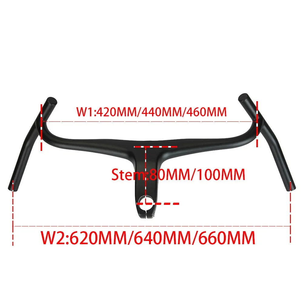 Wide Angle Carbon Fiber Gravel Bike Integrated Handlebar Road Bicycle Drop Bar