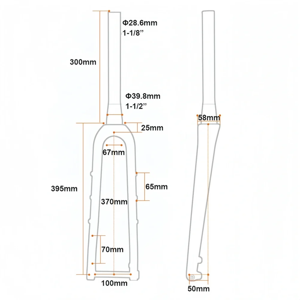 700C Full Carbon Gravel Bicycle Rigid Fork Disc Brake Thru Axle Road Bike Fork