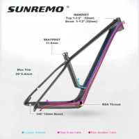 SR-M08 T1000 Carbon Mountain Bike Frame UDH Hanger 12x148mm Boost Travel 110mm 29er Hardtail MTB Carbon Frame