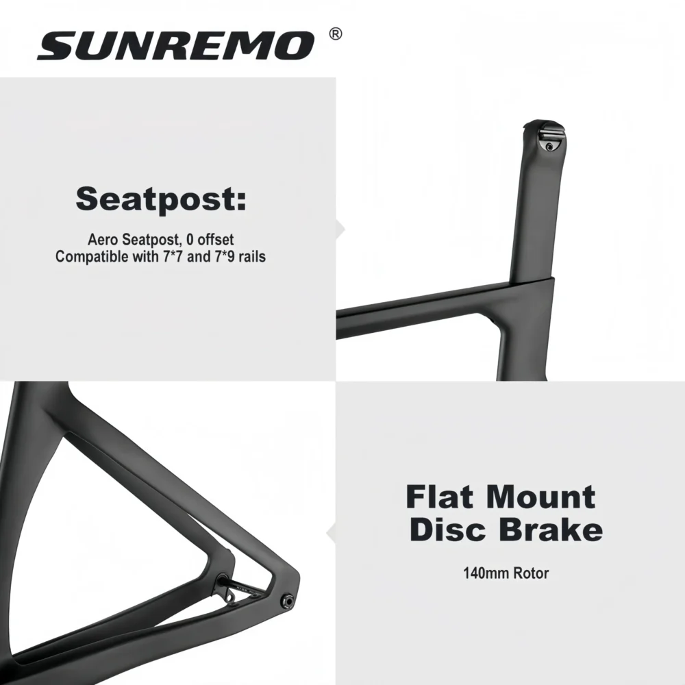 R065 | Aero Carbon Road Bike Frame Disc Brake Full Hidden Cable 700x32C Race Bicycle Carbon Frameset