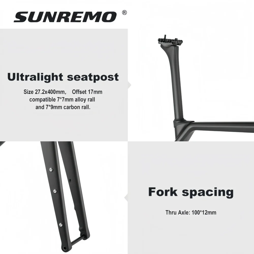 T1000 Carbon Gravel Bike Frame 700x47C Disc Brake T47 Comfortable Geometry Full Carbon Adventure Gravel Bicycle Frameset