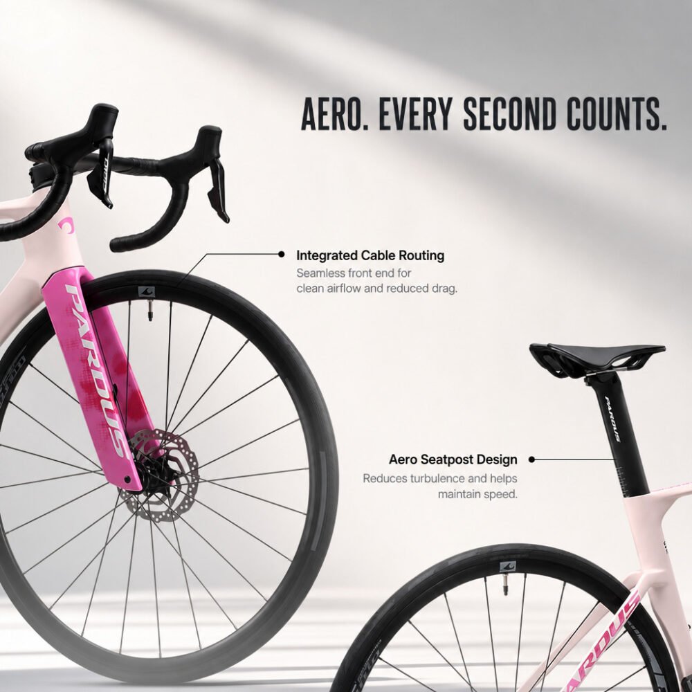 PARDUS Spark Sport QED Carbon Fiber Road Bike – 2x12 Electronic Shifting, Aero Frame, Hydraulic Disc Brakes