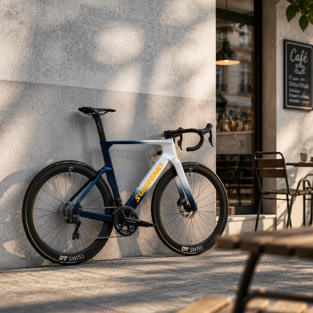 SUNREMO SR-Aero Carbon Road Bike – Shimano Dura-Ace Di2 | T1100 Full Carbon Aero Frame | DT Swiss Carbon Wheels
