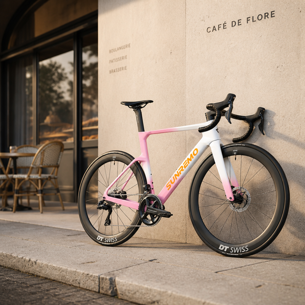 SUNREMO SR-Aero Carbon Road Bike – Shimano Dura-Ace Di2 | T1100 Full Carbon Aero Frame | DT Swiss Carbon Wheels